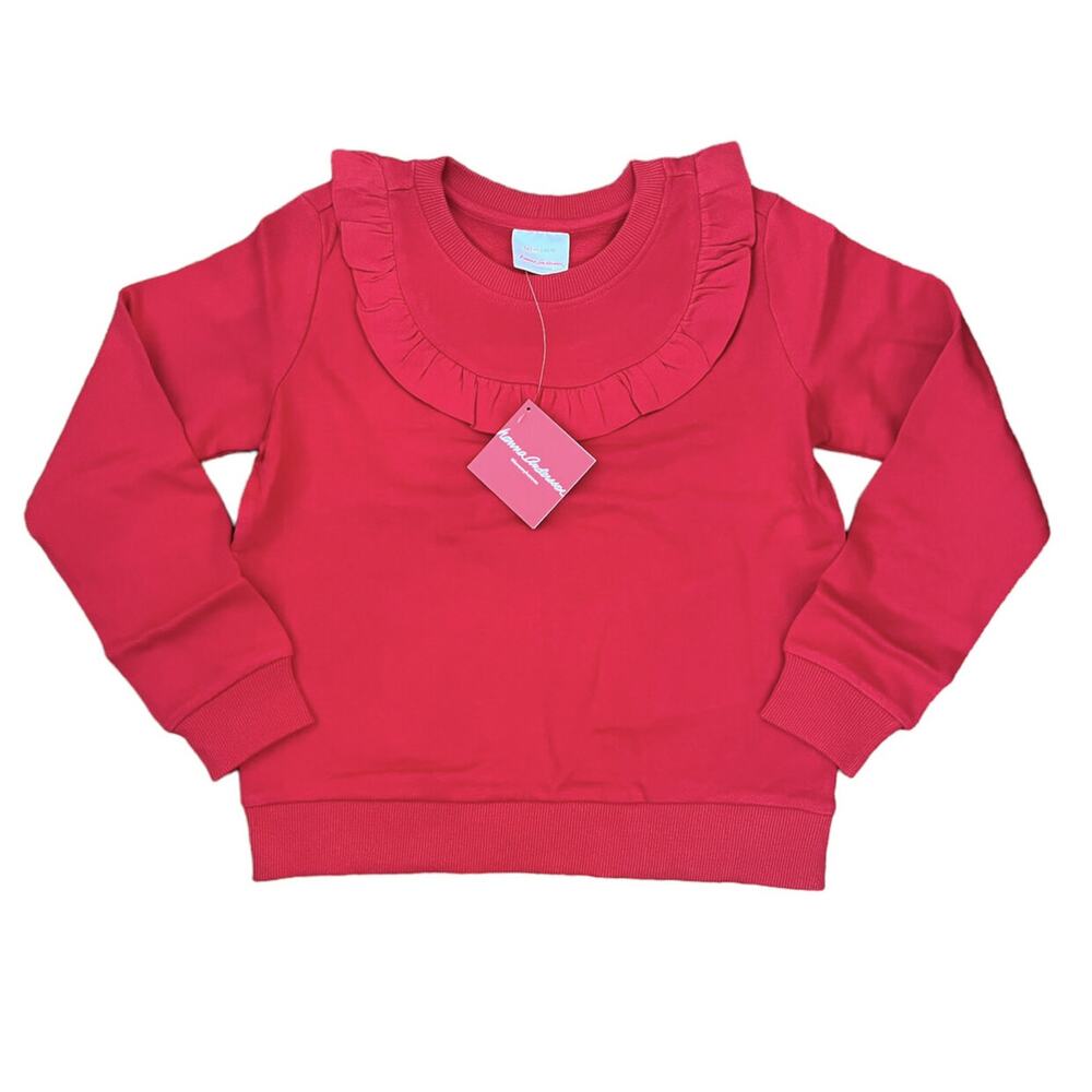 NWT Hanna (140|10y) Red Ruffled Sweatshirt